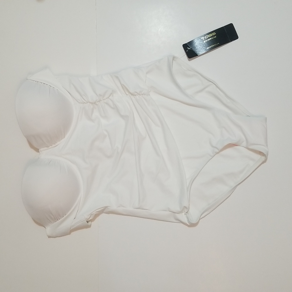 TOGS Swimwear Australia One Piece White Swimsuit Size 8 New